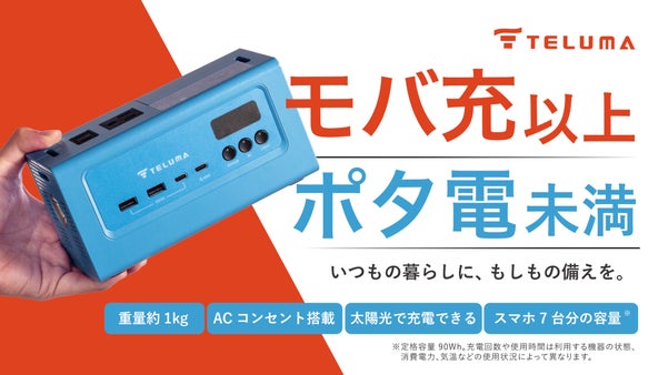 「ソーラーバッグ」でいつでも発電！ACコンセント搭載の小型バッテリーTELUMA