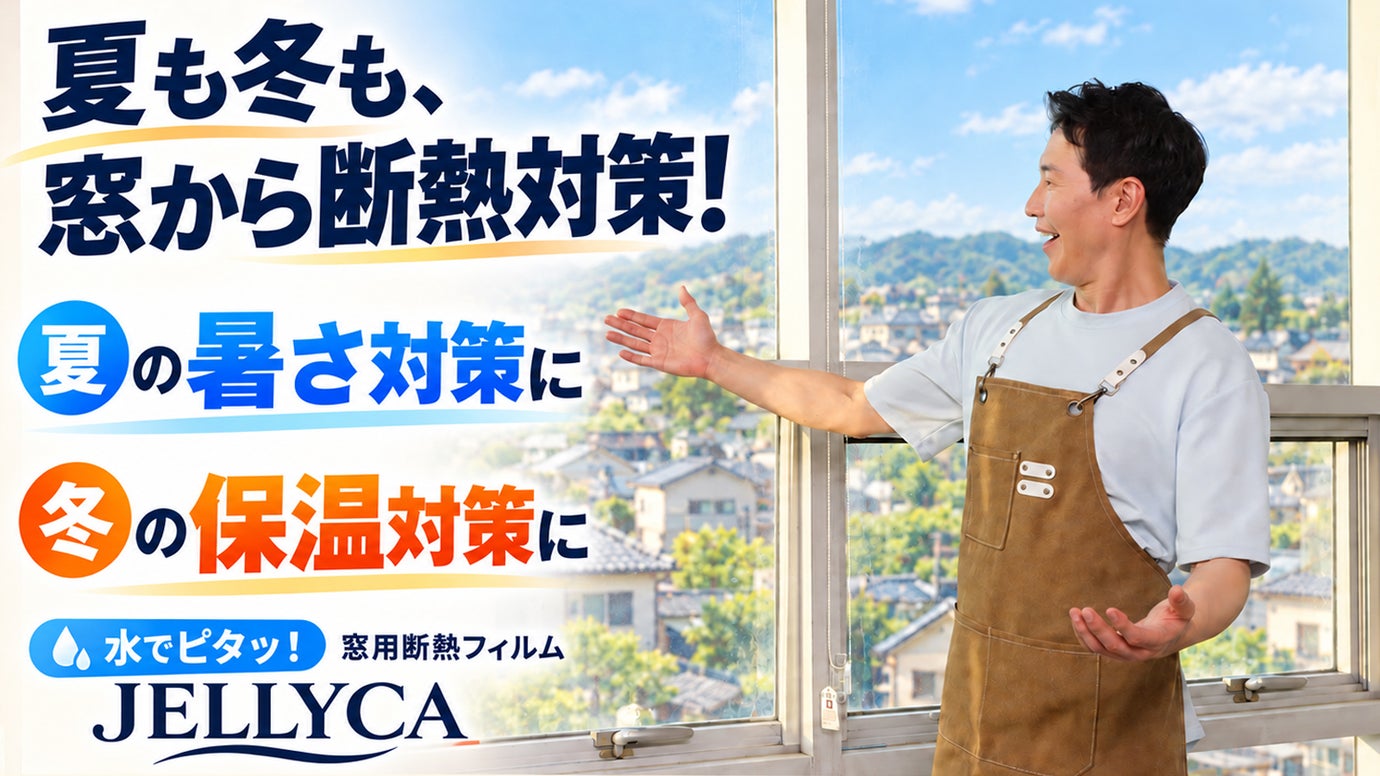 夏の暑さ・冬の保温対策に。水でピタッと貼れる窓用断熱フィルムJELLYCA