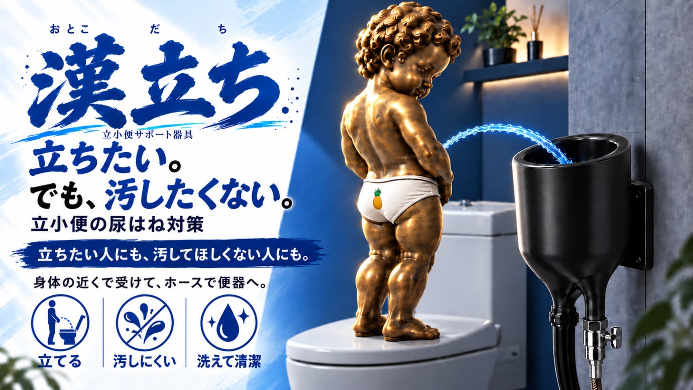 立ちたい。でも、汚したくない。立小便サポート器具「漢立ち」