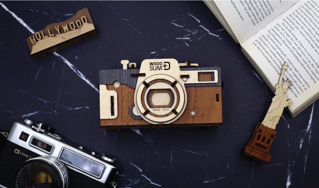 ピンホールカメラレトロ　ウッドサム　色は確認ください。 レトロでアナログな感性、DIYのピンホールカメラ「WOODSUM