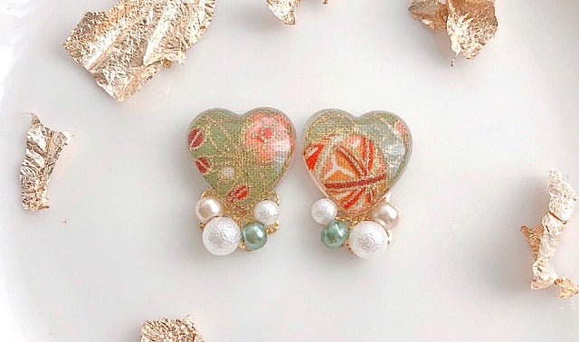 こだわりたっぷり！オールハンドメイドの上品な和柄ピアス♪和装/結婚 