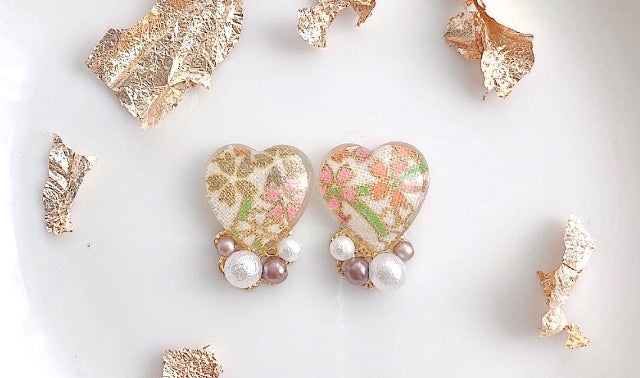 こだわりたっぷり！オールハンドメイドの上品な和柄ピアス♪和装/結婚 