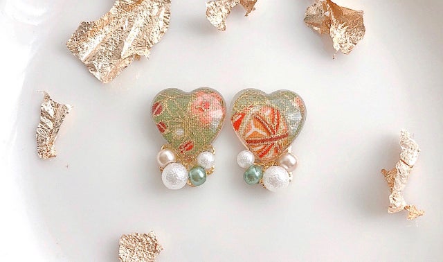 こだわりたっぷり！オールハンドメイドの上品な和柄ピアス♪和装/結婚 