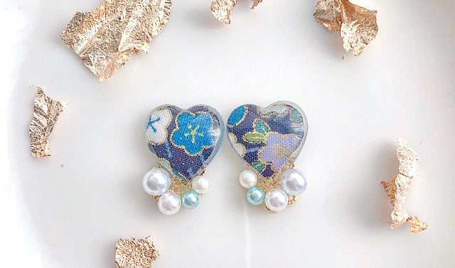 こだわりたっぷり！オールハンドメイドの上品な和柄ピアス♪和装/結婚 