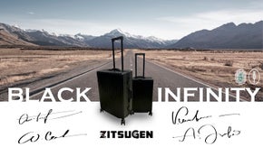 指紋ロック、USB充電ポート付アルミ製キャリー「BLACK INFINITY」