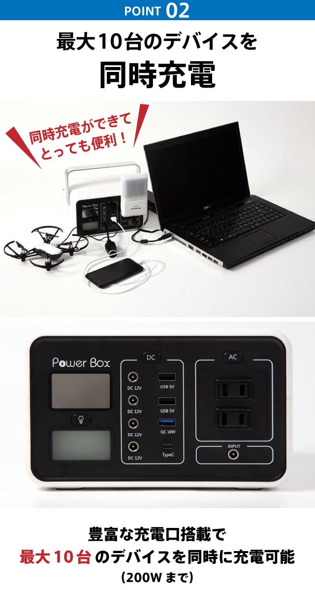 超軽量の2kg！最大10台のデバイスを同時充電できる大容量ポータブル