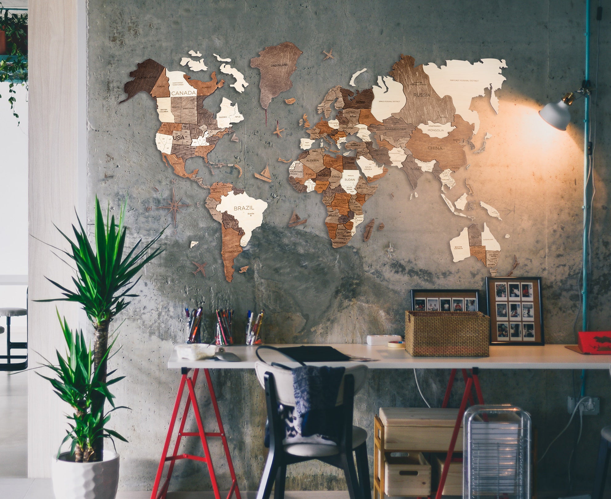 インテリアをもっとオシャレ＆グローバルに！高級感ある木製壁掛け世界