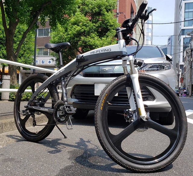 公道走行可能！電動自転車　hi-flying 空飛ぶ自転車？持ち運べる大人のタフ＆ワイルド！折りたたみ式【電動