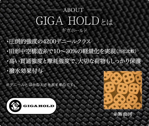 前代未聞の耐久性！東レ㈱の新素材「GIGA HOLD」を使用したバック