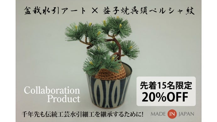 盆栽水引アート×益子焼】熟練の職人が結ぶ！和モダン水引盆栽をあなた