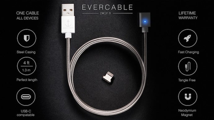 圧倒的な強度！「マグネット式」高速充電ケーブルEVERCABLE [M]2.0