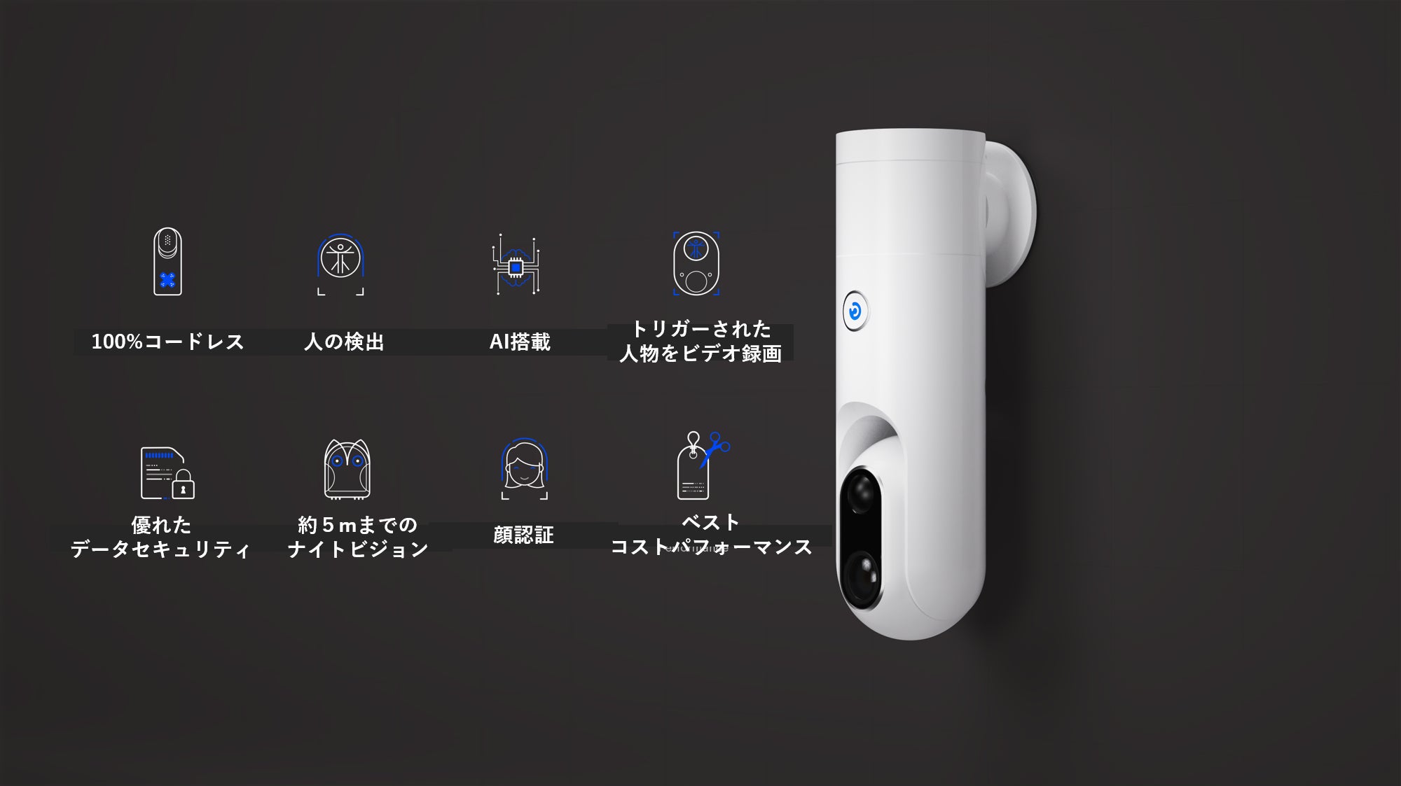 防犯カメラ AI搭載STICKER-EYE【コードレス】 1秒設置！配線のいらない Ai 搭載セキュリティカメラ【Sticker