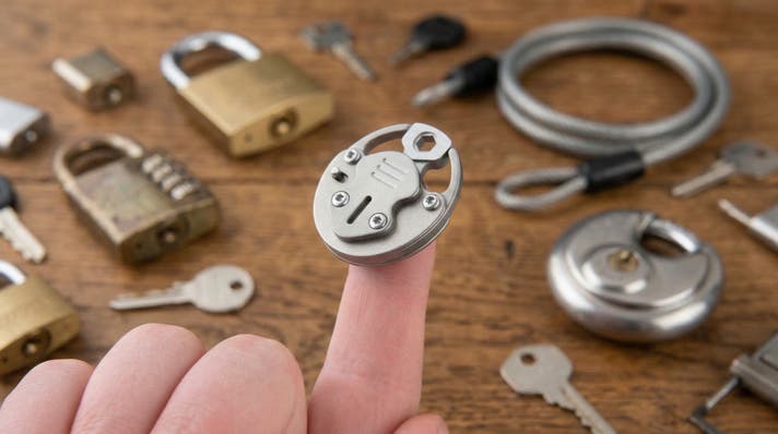 2段階ロックシステム搭載のチタン製メカニカルロックが盗難から守る